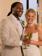 Dr Vic St John, Christine Hamilton in episode 1012 of Love Is Blind. Cr. Courtesy of Netflix © 2026