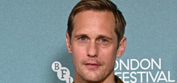 Alexander Skarsgard wore clear PVC Saint Laurent shoes to the LFF ‘Wicker’ premiere