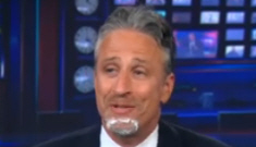 Jon Stewart debuts his new silver-white goatee on ‘The Daily Show’