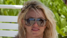 Britney Spears rocks a yellow bikini & a sandy budget weave