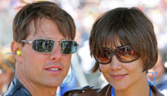Tom Cruise looking taller than Katie Holmes at MotoGP Race