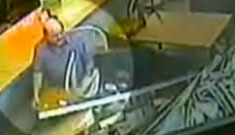 Dramatic video of man hit by car while sitting in a restaurant (not disturbing)
