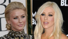 Christina Aguilera got up in Julianne Hough’s face at Golden Globes party