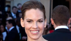 Oscar Fashion: Hilary Swank is a sparkly gray peacock in Gucci