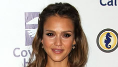 Jessica Alba in floor-length white: fertility goddess or washed out?