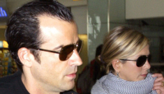 Justin Theroux & Jennifer Aniston leave London, hand-in-hand