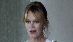 Melanie Griffith wears skin tight jeans and a white tank top: hot or dated?