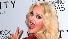 Lacey Schwimmer’s skin tight hot pants and red pvc bra –  hot or ridiculous?