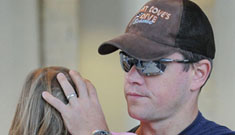 Matt Damon comforts his crying toddler at the airport