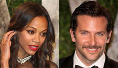 Bradley Cooper & Zoe Saldana made out at a party, in front of his mom & Scarlett Johansson