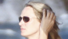 Uma Thurman drinks wine, shows off her big baby bump in St. Bart’s
