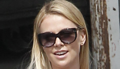 Charlize Theron steps out with a blanket-covered baby Jackson