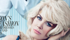 Nicole Kidman covers W Mag with a blonde bouffant, crazy lips and Clive Owen