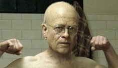 Brad Pitt as an old man aging backwards in “Benjamin Button”