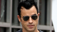 Justin Theroux out & about in NYC, nine days after proposing to Jennifer Aniston
