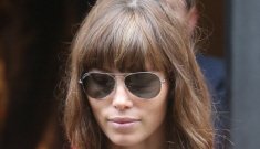 Jessica Biel in studded leather (for real) in Paris: budget, dated or chic?