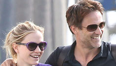 Anna Paquin and Stephen Moyer take their twins out for  a walk
