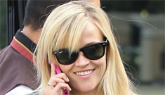 Reese Witherspoon in a cobalt blue dress and navy blazer: adorable and professional?