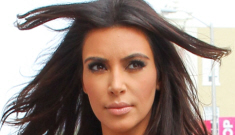 Kim Kardashian’s “size 4” is spilling out of her awful, too-small, peplum’d skirt