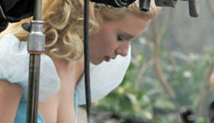 Scarlett Johansson on the set of the Cinderella photoshoot
