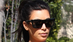 How in the world is Kim Kardashian fitting into these maternity leather pants?