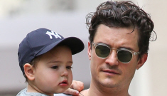 Did Orlando Bloom wear a lady’s tab-sleeve blouse while out with Flynn in NYC?