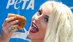 Courtney Stodden wears a lettuce bikini and eats veggie dogs for PETA
