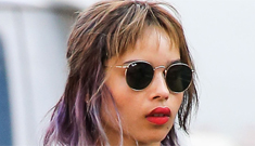 “Zoe Kravitz’s purple hair & sloppy ensemble are perplexing in NYC” links