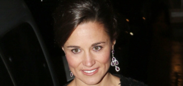 Pippa Middleton in a black lace gown, sequined jacket: dowdy or flashy?