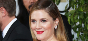 Drew Barrymore in Monique Lhuillier at the Globes: pretty or too Valentiney?