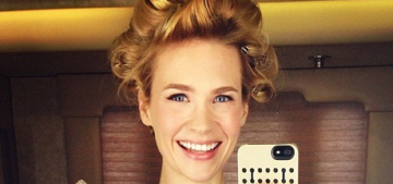 January Jones points out similarities between ’50 Shades’ & ‘Mad Men’ posters