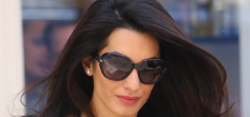 Amal Alamuddin in business casual, with a blowout in London: much better?