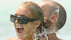 Lindsay Lohan and Calum Best in the Bahamas, includes obligatory nip slip