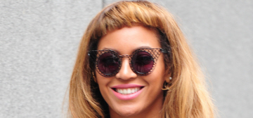 Beyonce’s mixed-print & bangsy London street style: trendy or terrible?