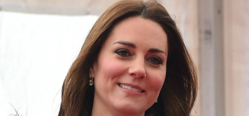 Duchess Kate in a pale blue Matthew Williamson coat: buttony perfection?