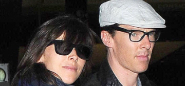 Benedict Cumberbatch & Sophie flew out of LAX in comfortable clothes