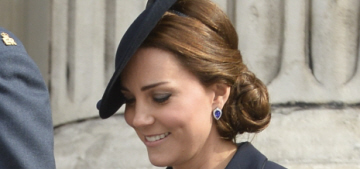 Duchess Kate wears navy Beulah coat to war tribute: pretty & flattering?