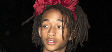Jaden Smith rocked another dress & flowers in his hair at Coachella