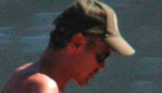 George Clooney shirtless out on his boat