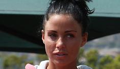 Jordan/Katie Price gets smashed; throws food at her friends