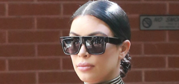 Dear Kim Kardashian: stop with the center part, chokers & summer coats