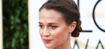 Alicia Vikander in white Louis Vuitton at the Globes: classic or twee?