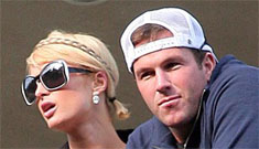 Paris Hilton and Doug Reinhardt look at homes together, still look bored