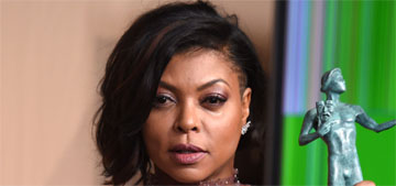 Taraji P Henson in Reem Acra at the SAGs: fug with awesome hair?