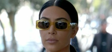 Kim Kardashian paired sweatpants & a corset top for some reason