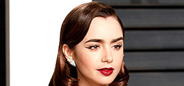 Lily Collins in Elie Saab at the Vanity Fair Oscar party: bunch of bad trends put together?