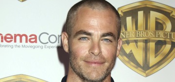 Chris Pine debuted his shaved head at CinemaCon: still hot or not so much?