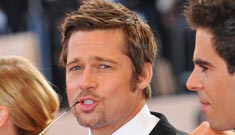 Brad Pitt uses baby wipes on his pits because he gets ‘pissed on all day’