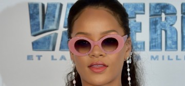 Rihanna wore Prada at Paris ‘Valerian’ premiere: feathered showgirl costume?