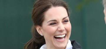 Duchess Kate wore £220 Monreal London tuxedo track pants in London today